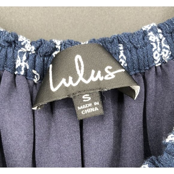 Lulu's Women's Off Shoulder Romper S Navy White Party Festival Summer Ruffle - Picture 3 of 8